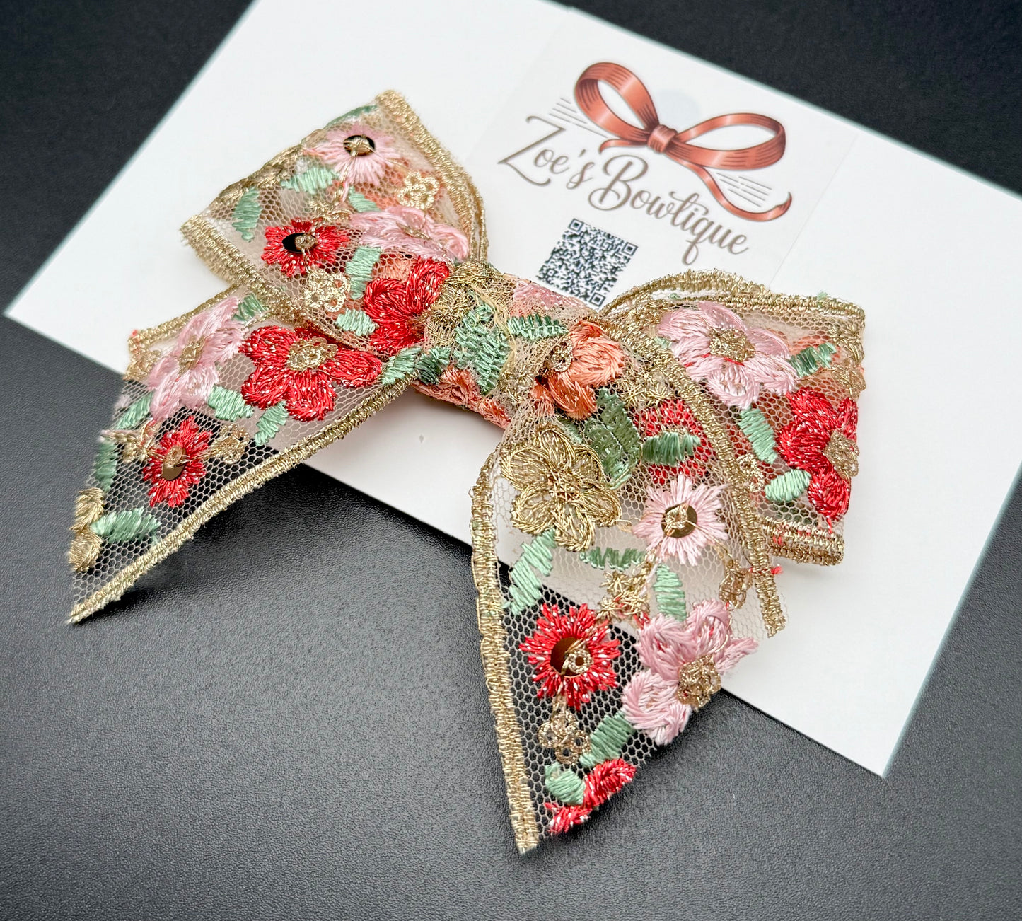 Embroidered Red Floral Sailor